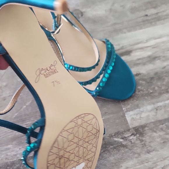 Jewel Badgley Mischka Turquoise Strappy Heels - Picture 7 of 8
